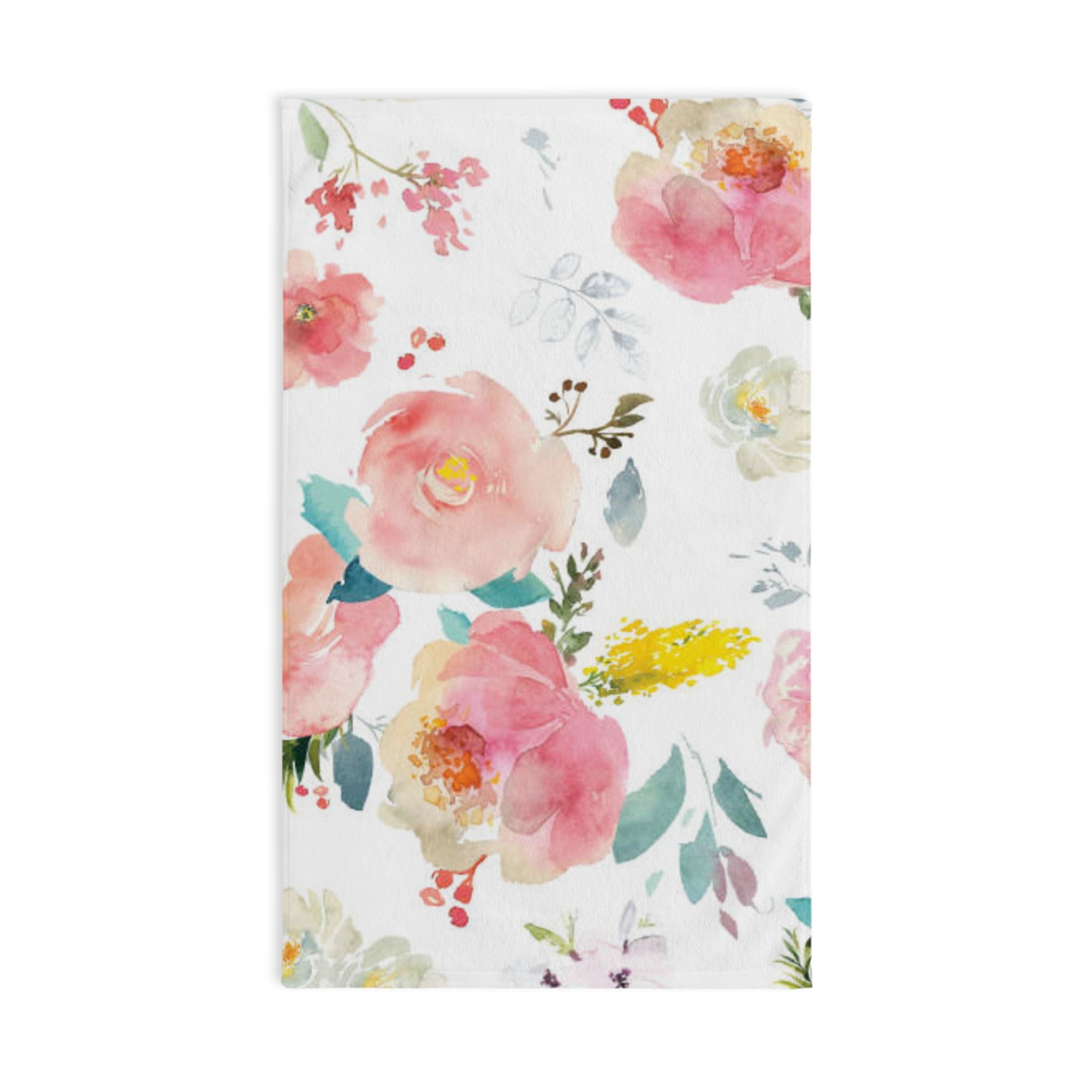 Floral Watercolor Hand Towel — Pink Peony Kitchen & Bath Accent
