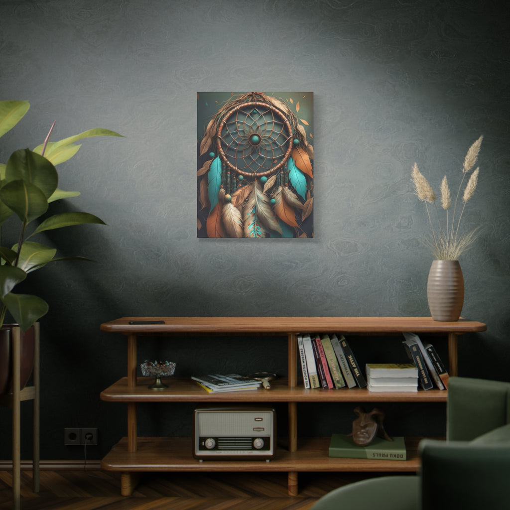 Dreamcatcher Wall Canvas – Boho Feather Art Print