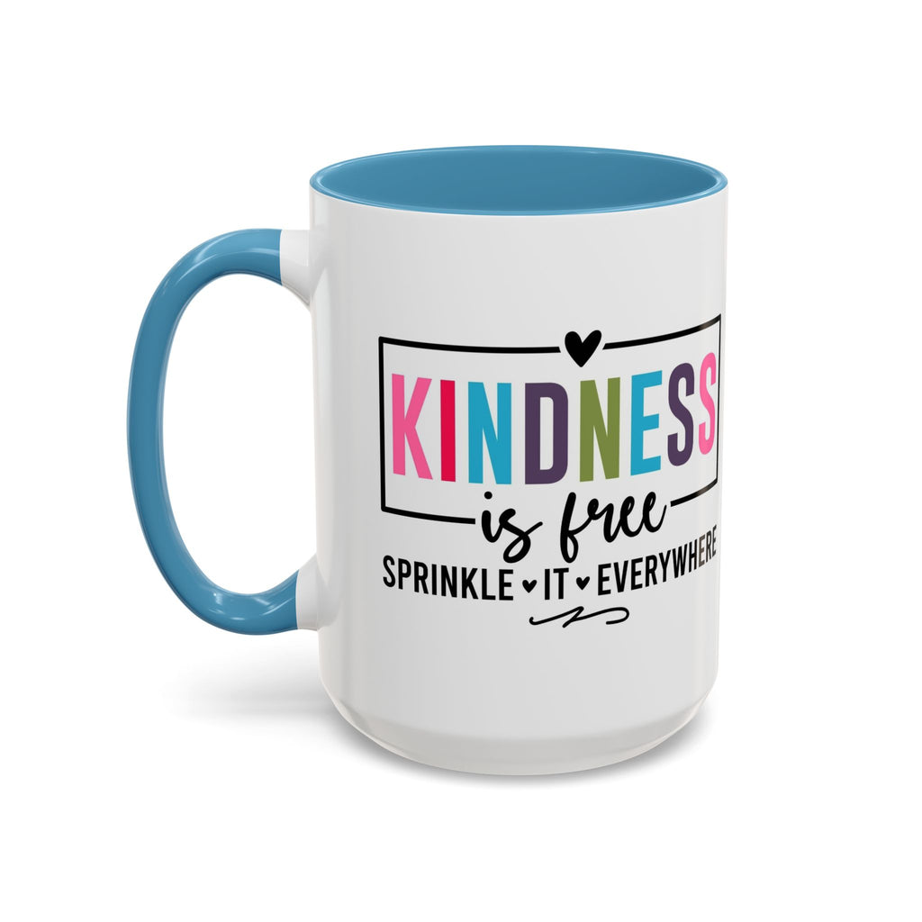 Kindness Is Free Accent Coffee Mug — Inspirational Pink Interior 11/15oz