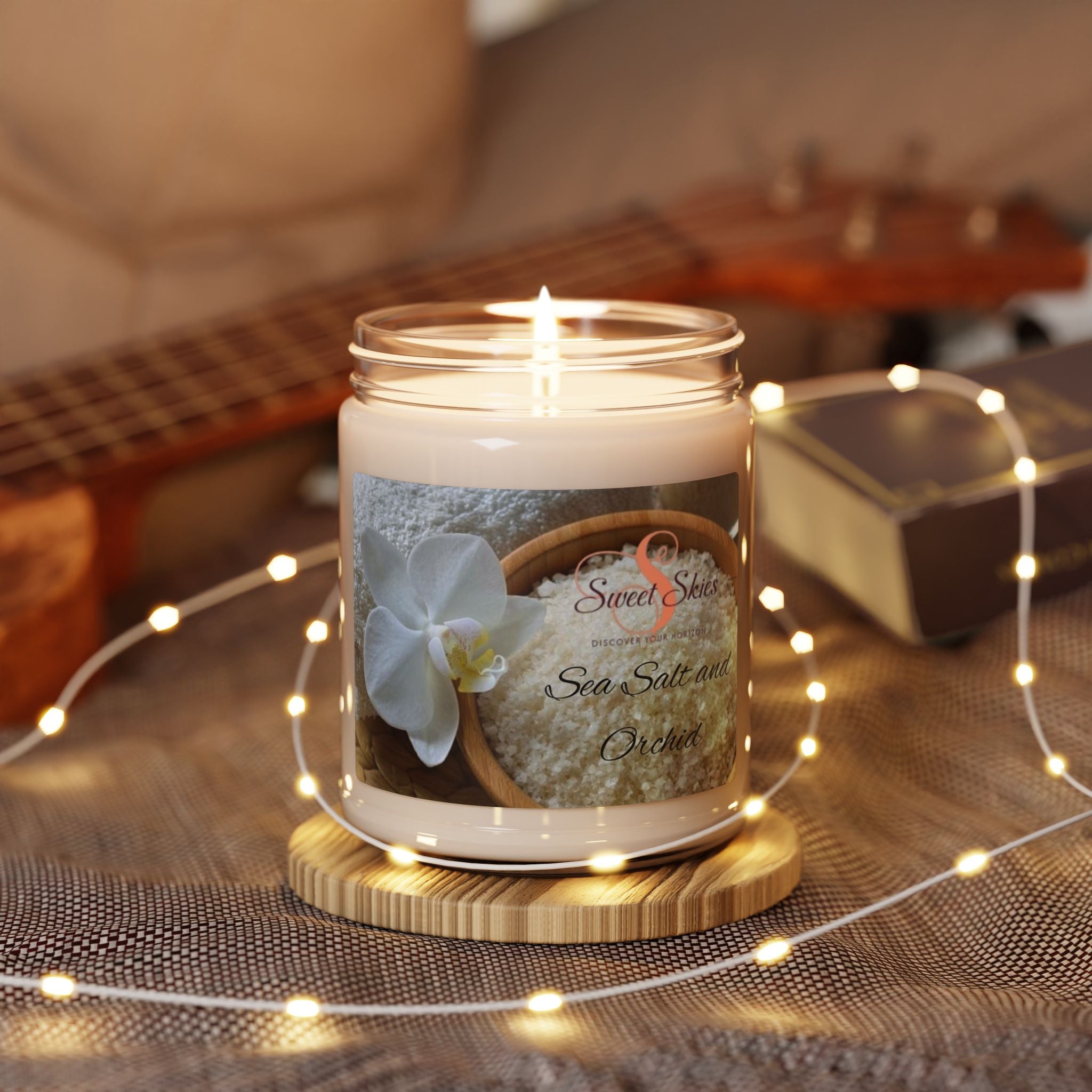 Sea Salt & Orchid Scented Soy Candle – 9oz Aromatherapy Jar