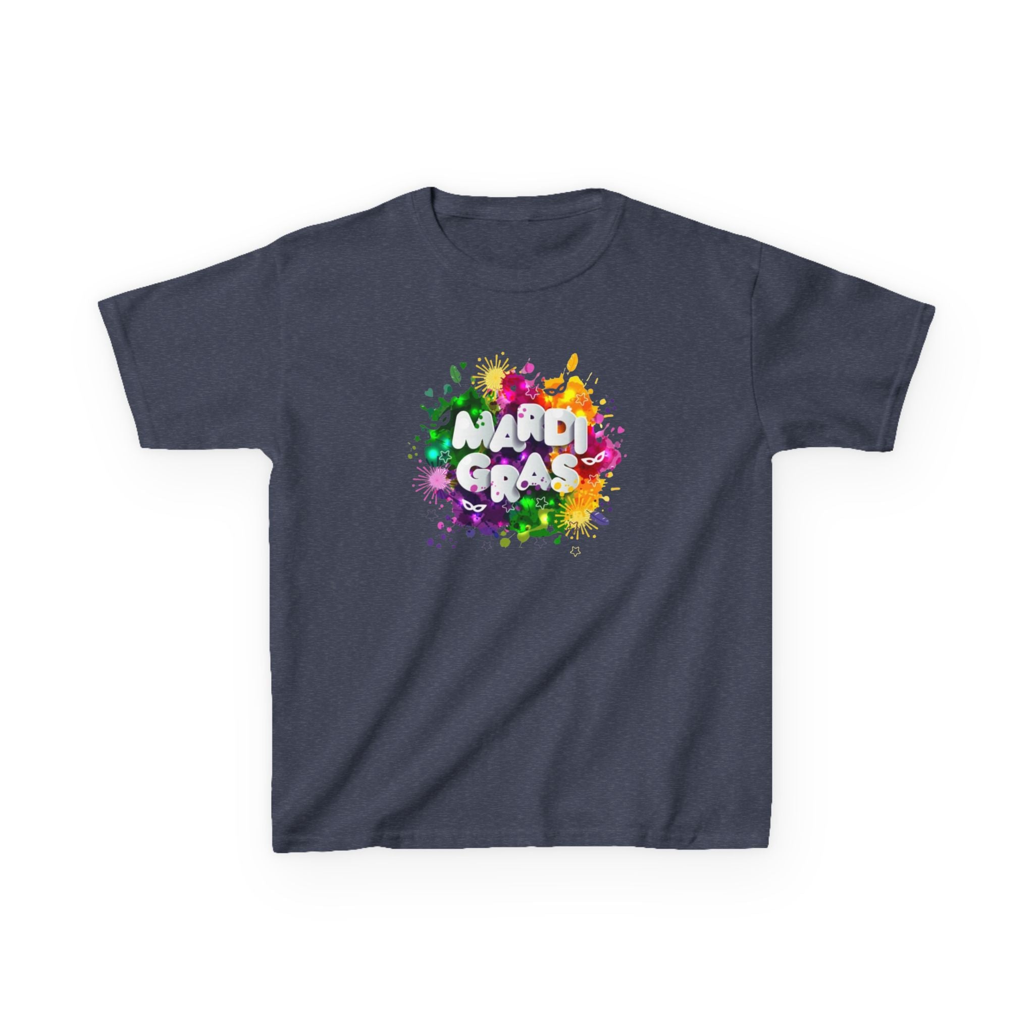 Mardi Gras Kids T‑Shirt — Colorful Paint Splash Design