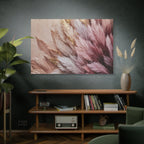 Feathered Pampas Wall Art Canvas — Blush Pink Botanical Decor, Matte Stretched 1.25"
