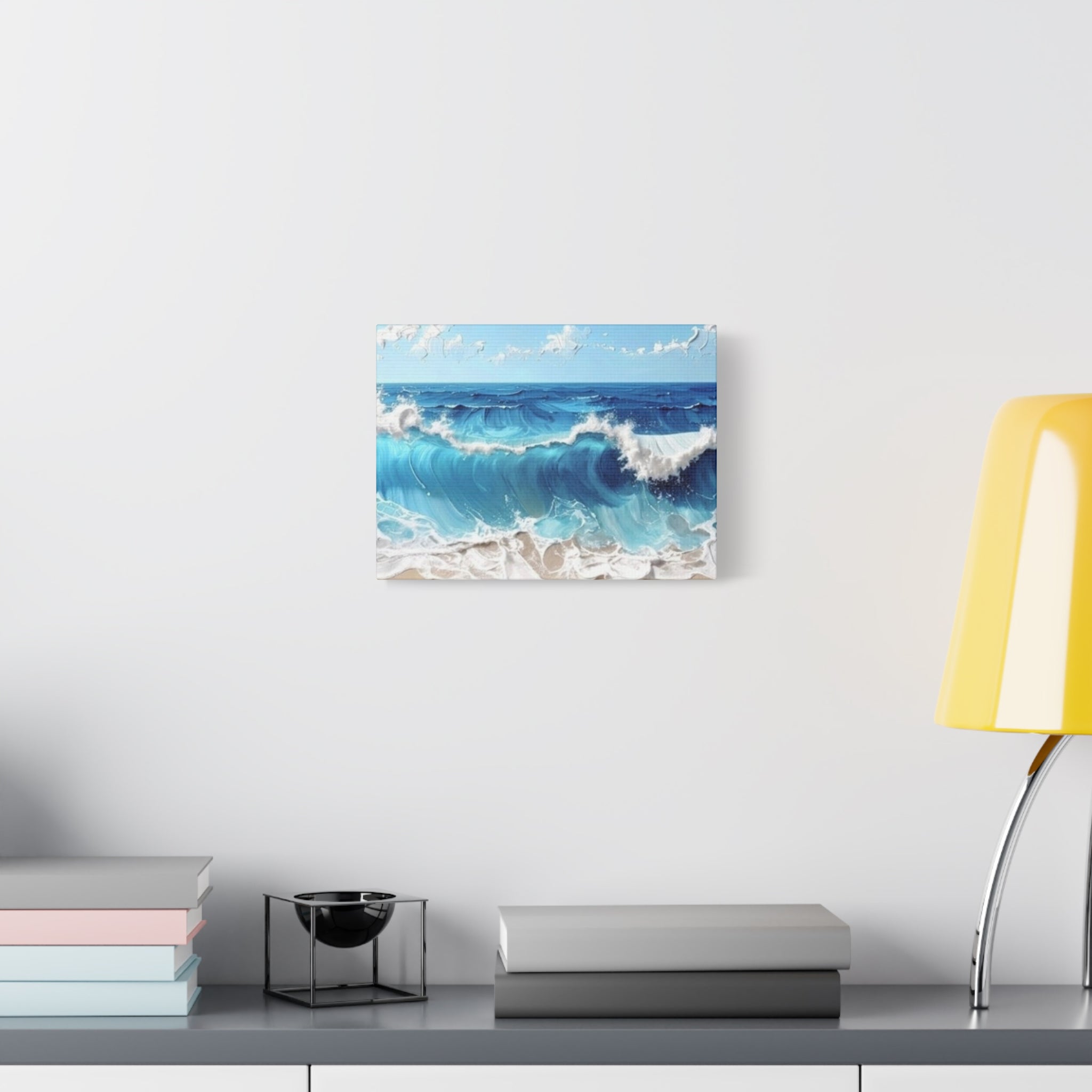 Ocean Waves Matte Canvas Wall Art — Blue Seascape Stretched Canvas