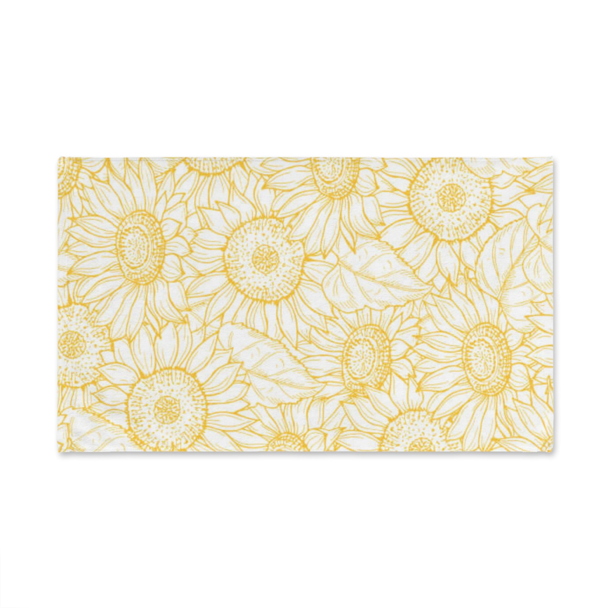 Sunflower Sketch Hand Towel — Yellow Floral Kitchen & Bathroom Accent