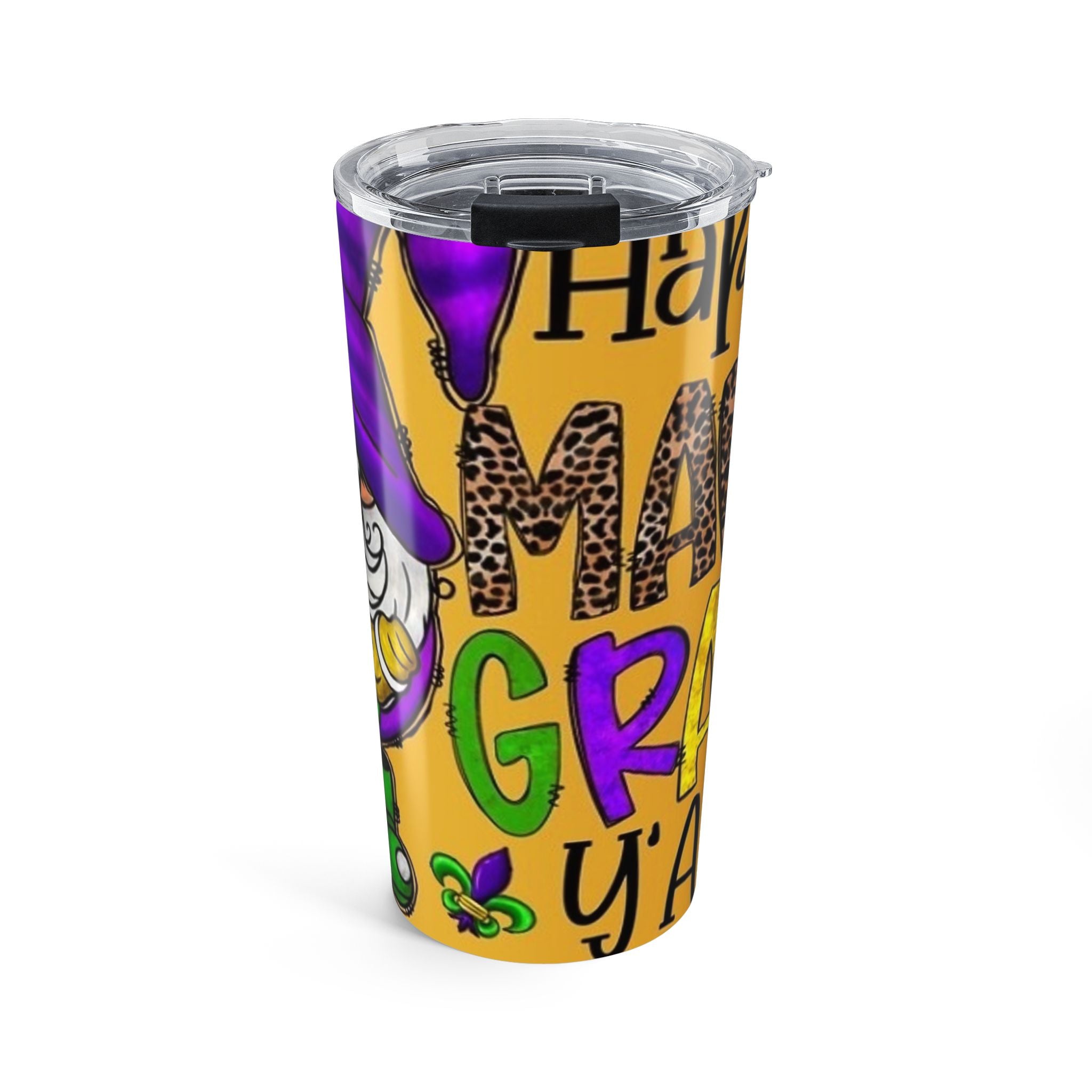 Mardi Gras Gnome 20oz Tumbler — Funny Beaded Parade Travel Cup