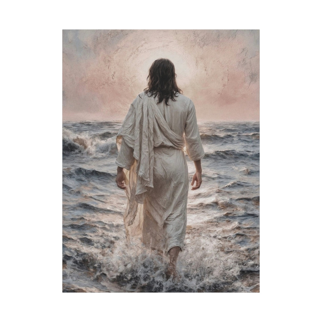 Jesus Walking on Water Matte Canvas Print