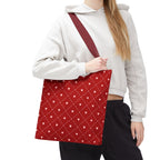 Valentine Red Diamond Heart Tote Bag — All-Over Print Canvas Shopper