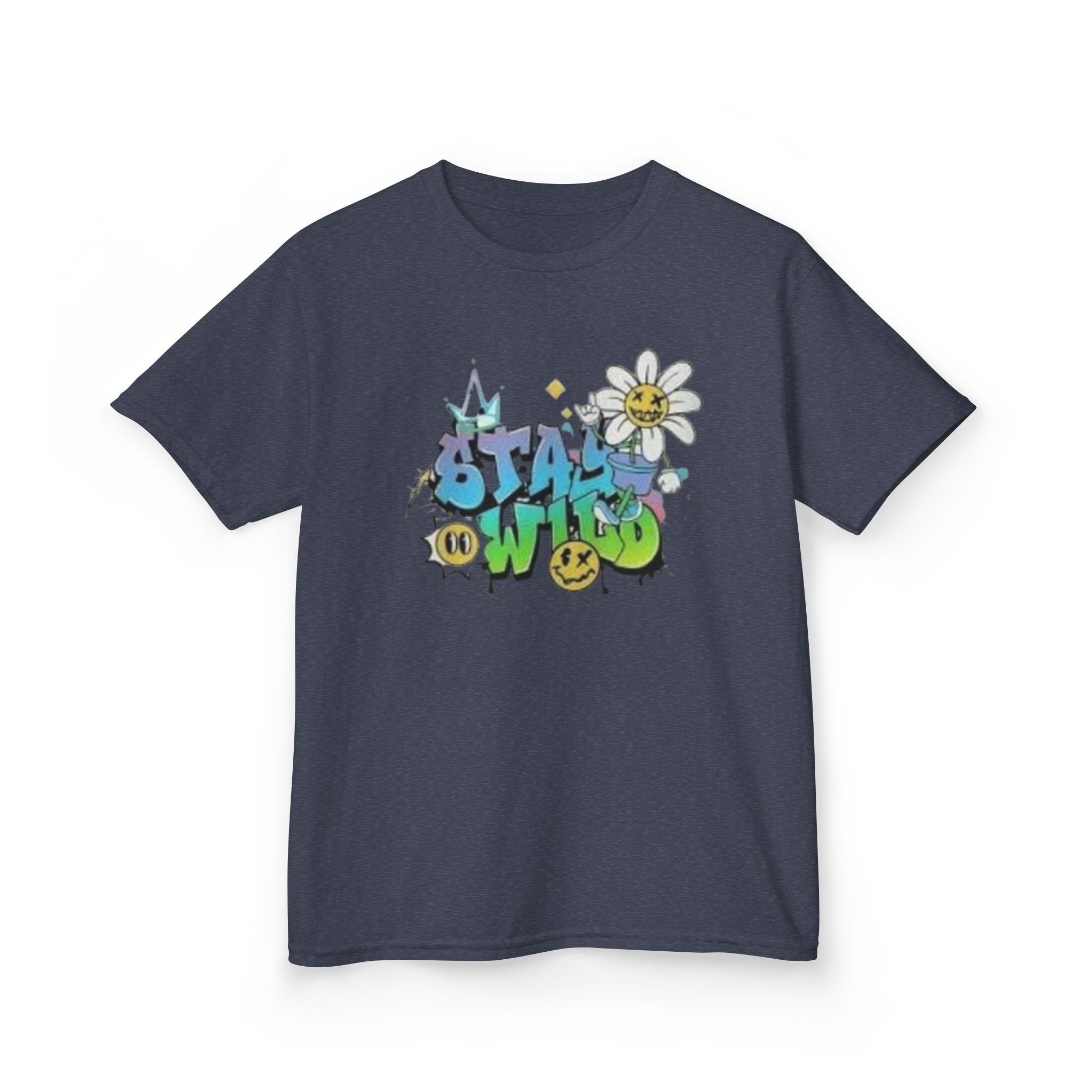 Kids Tee — "Stay Wild" Graffiti Daisy Graphic