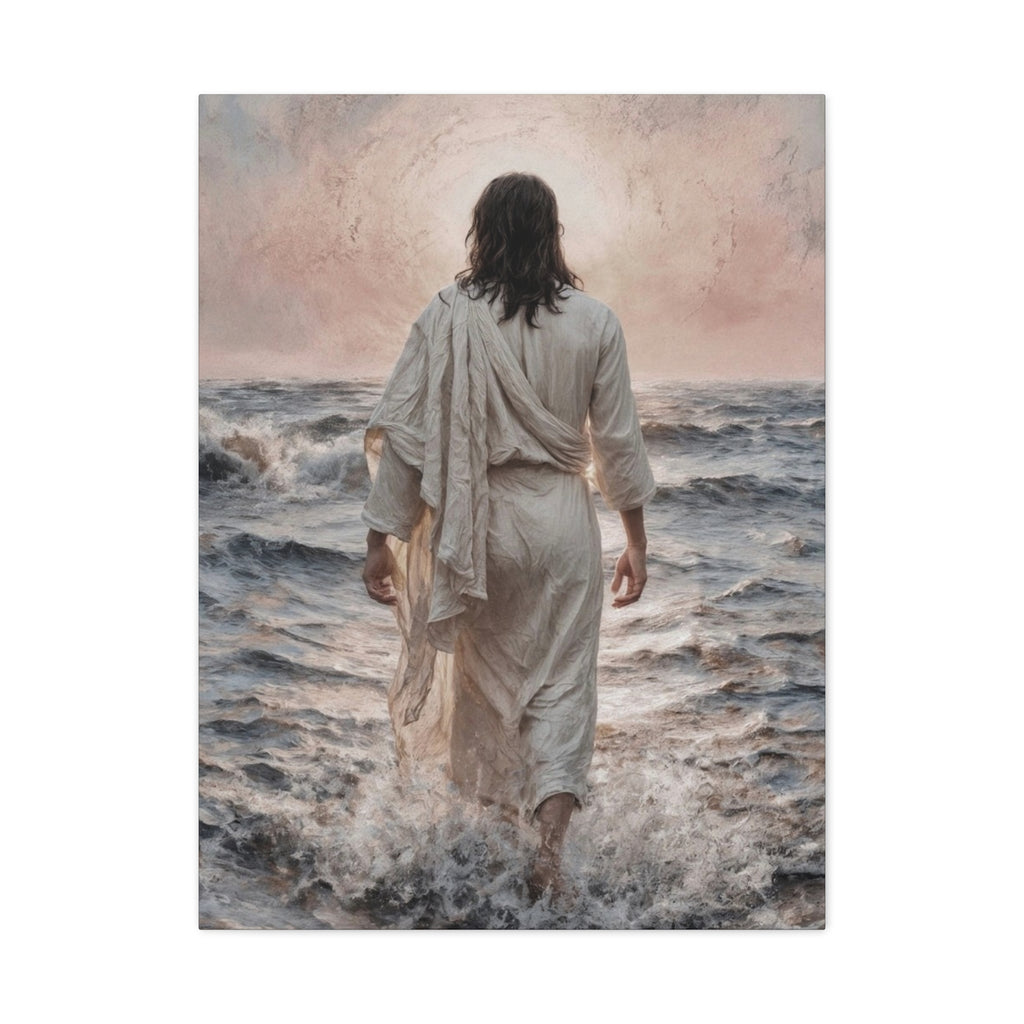 Jesus Walking on Water Matte Canvas Print