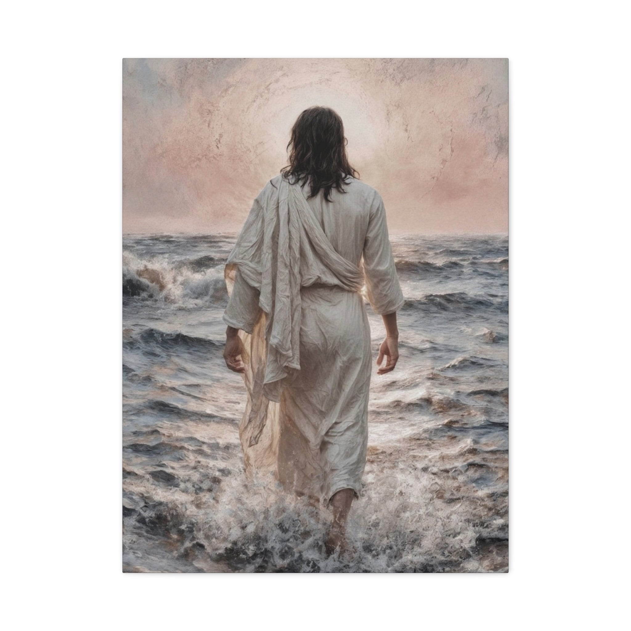 Jesus Walking on Water Matte Canvas Print
