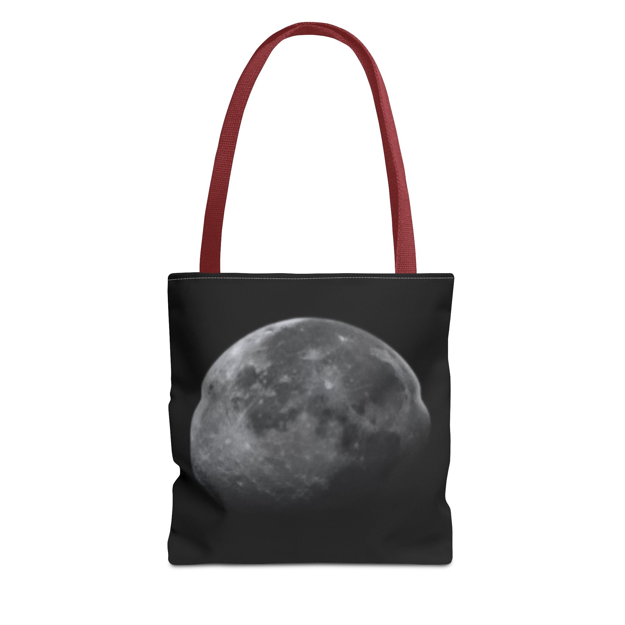 Full Moon Black Tote Bag — Moon Phase AOP Canvas Tote for Night Lovers