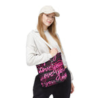 Love You Script Pattern Tote Bag – Pink Graffiti All-Over Print