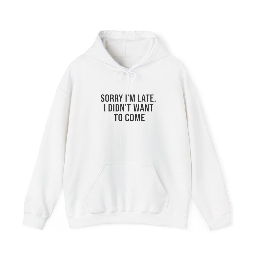 Sorry I'm Late I Didn't Want To Come Hoodie | Sarcastic Self-Image Humor, Introvert Quote