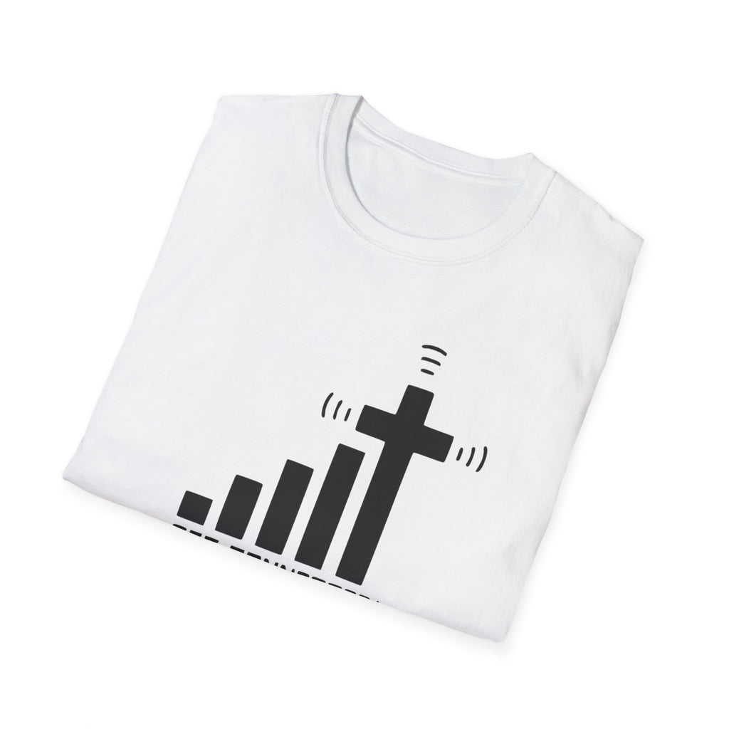 T-Shirt — "Get Connected" Signal Bars Cross Graphic