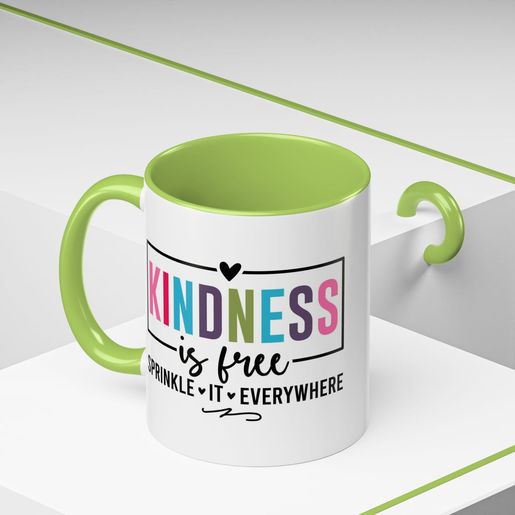 Kindness Is Free Accent Coffee Mug — Inspirational Pink Interior 11/15oz