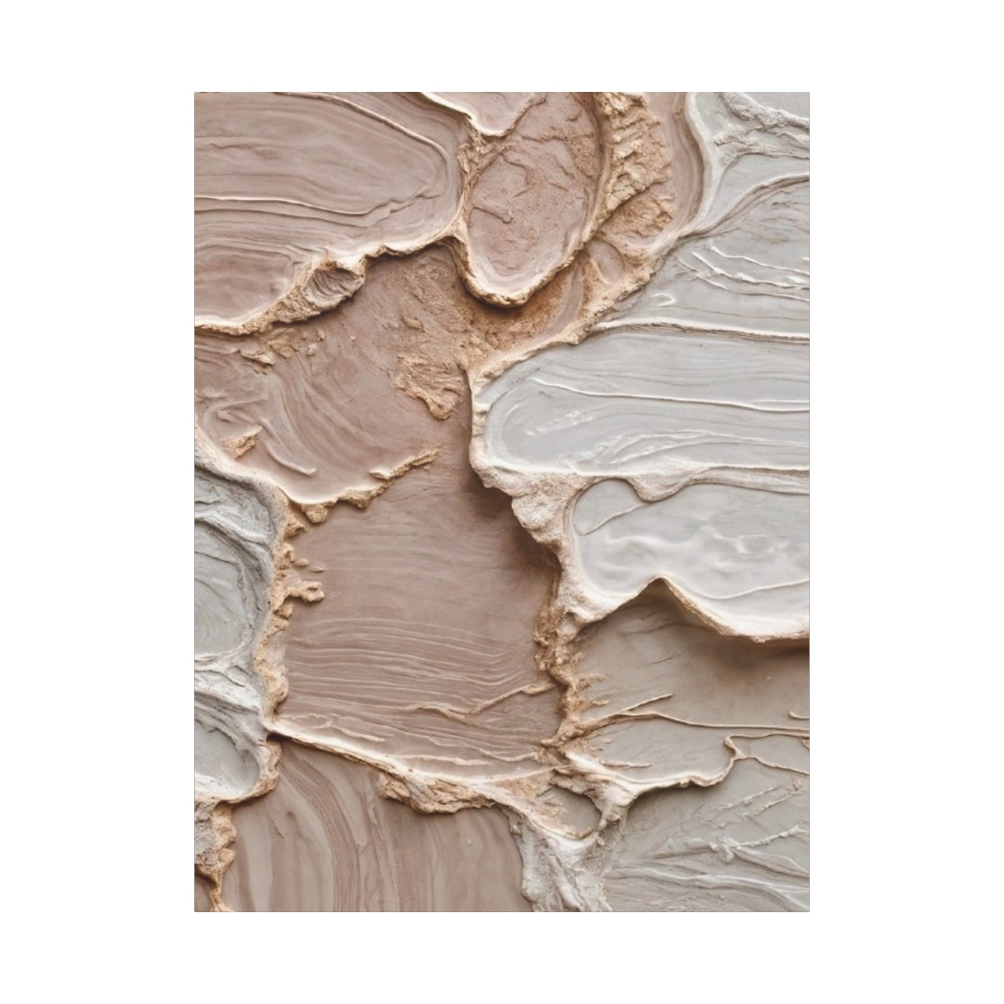 Neutral Textured Abstract Canvas Print — Beige & Cream Wall Art, Matte Stretched 1.25"