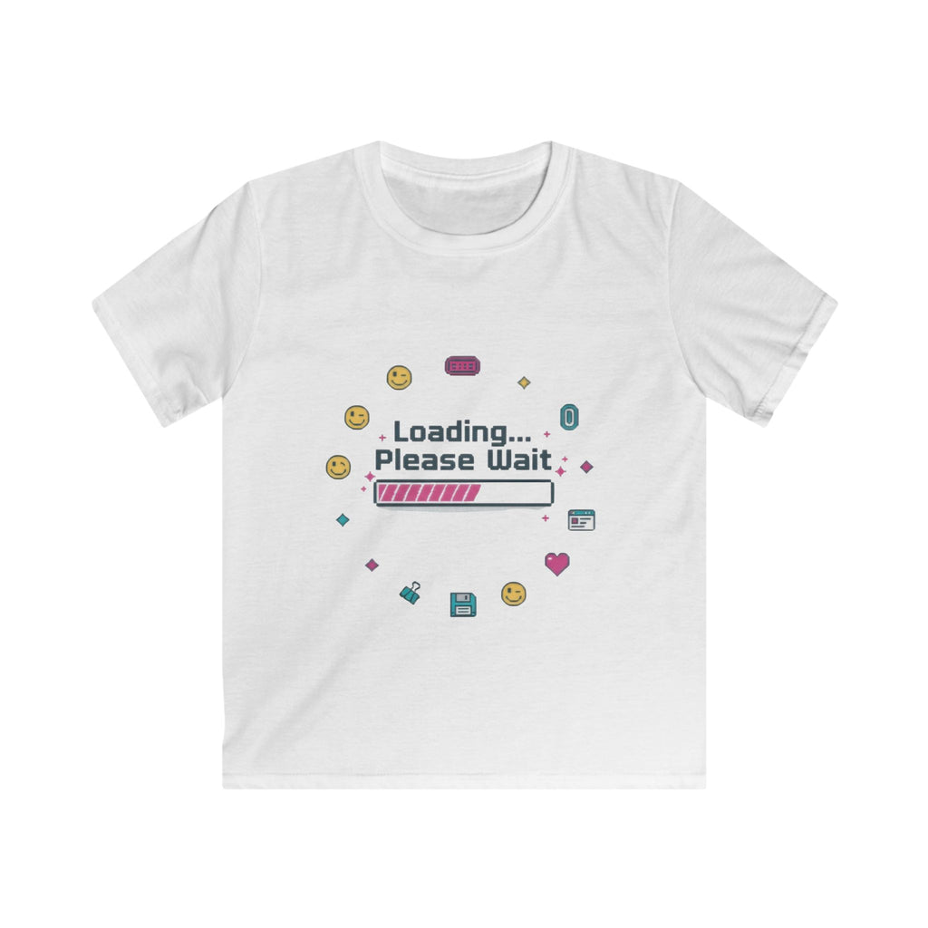 Kids Tee — "Loading... Please Wait" Cute Gamer Progress Bar Shirt
