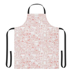 Rose Kitchen Pattern Apron — Floral Cooking Apron with Pink Doodle Design