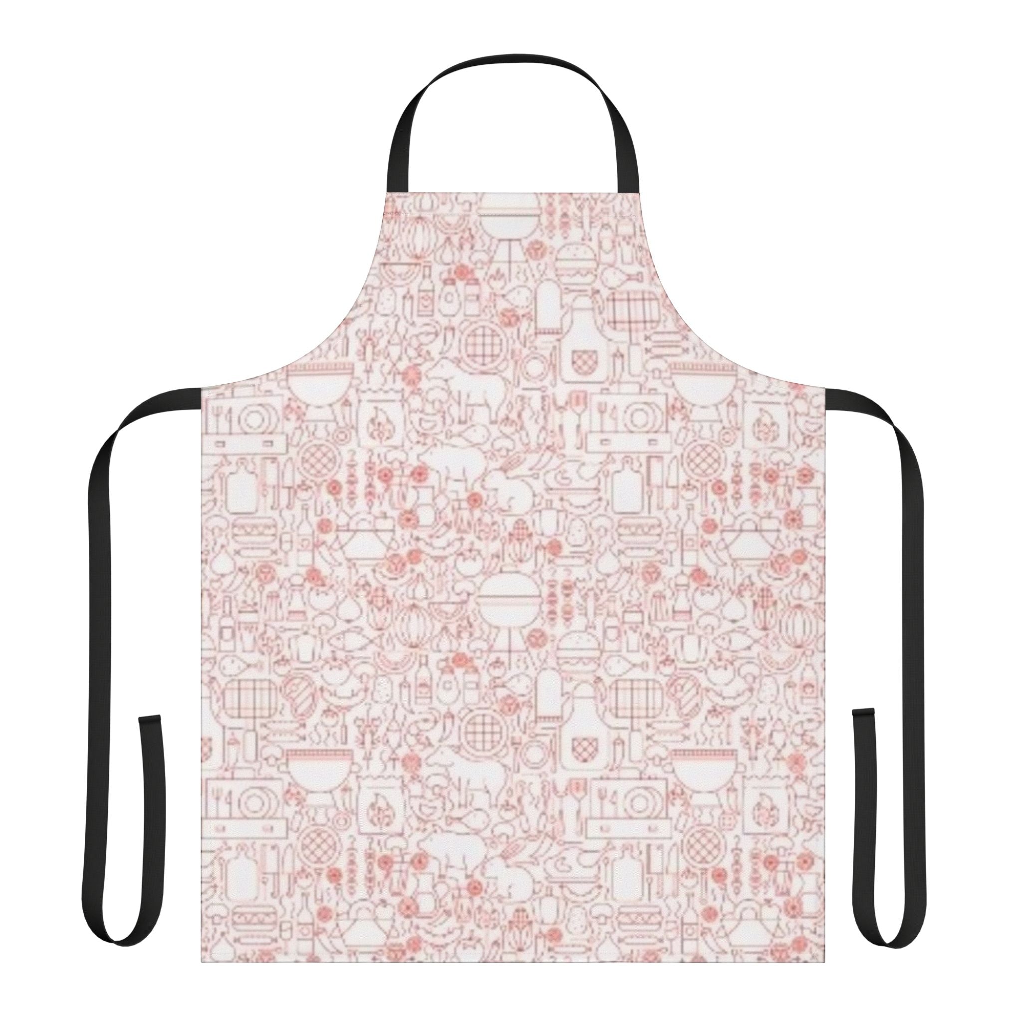 Rose Kitchen Pattern Apron — Floral Cooking Apron with Pink Doodle Design