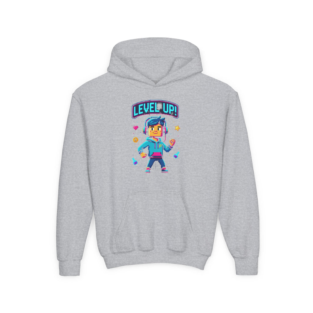 Youth Hoodie — "Level Up!" Gamer Arcade Birthday Pullover