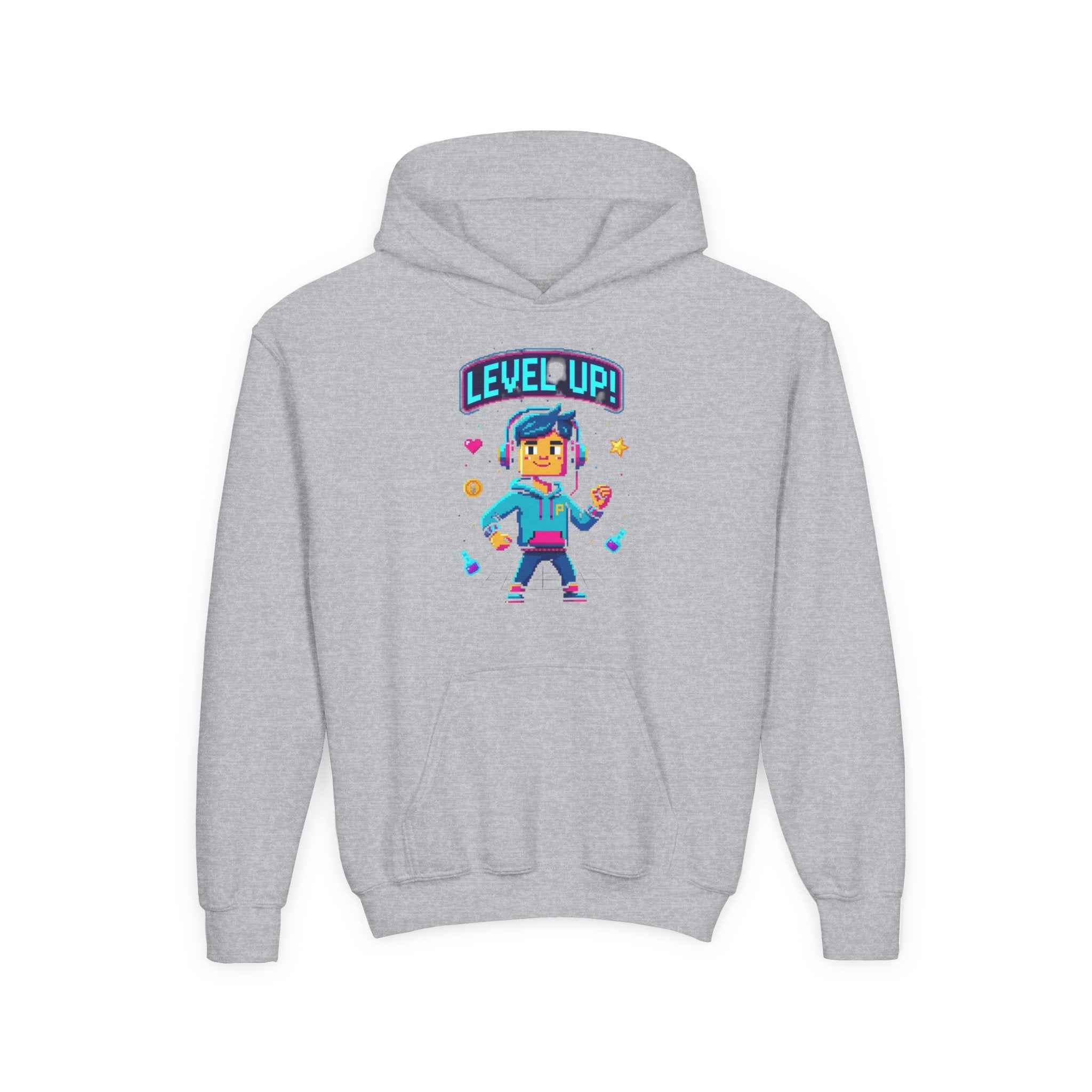 Youth Hoodie — "Level Up!" Gamer Arcade Birthday Pullover