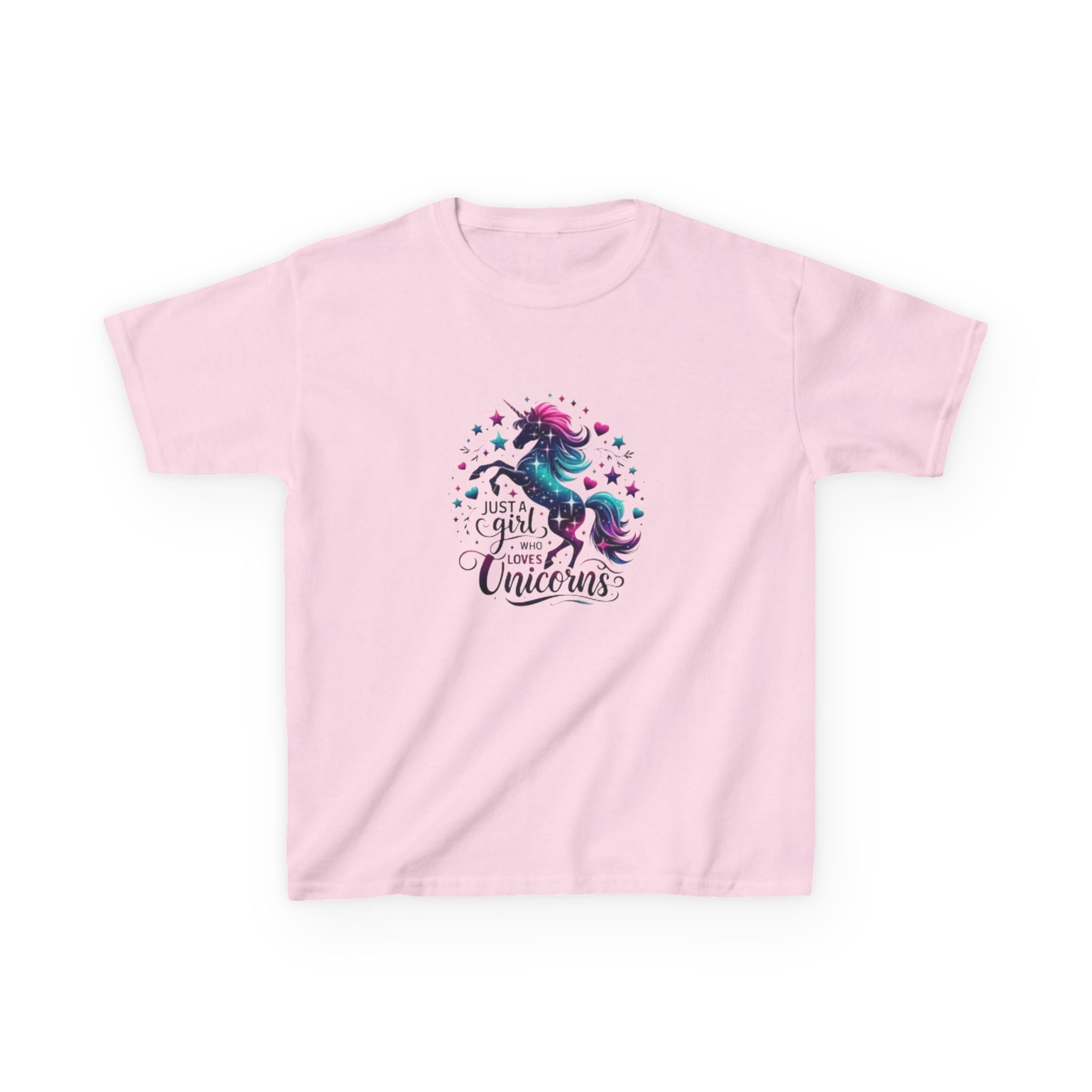 Kids T-Shirt — Colorful Unicorn “Just a Girl Who Loves Unicorns” Graphic Tee