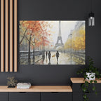 Paris Eiffel Tower Autumn Street Matte Canvas Wall Art, Stretched 1.25"