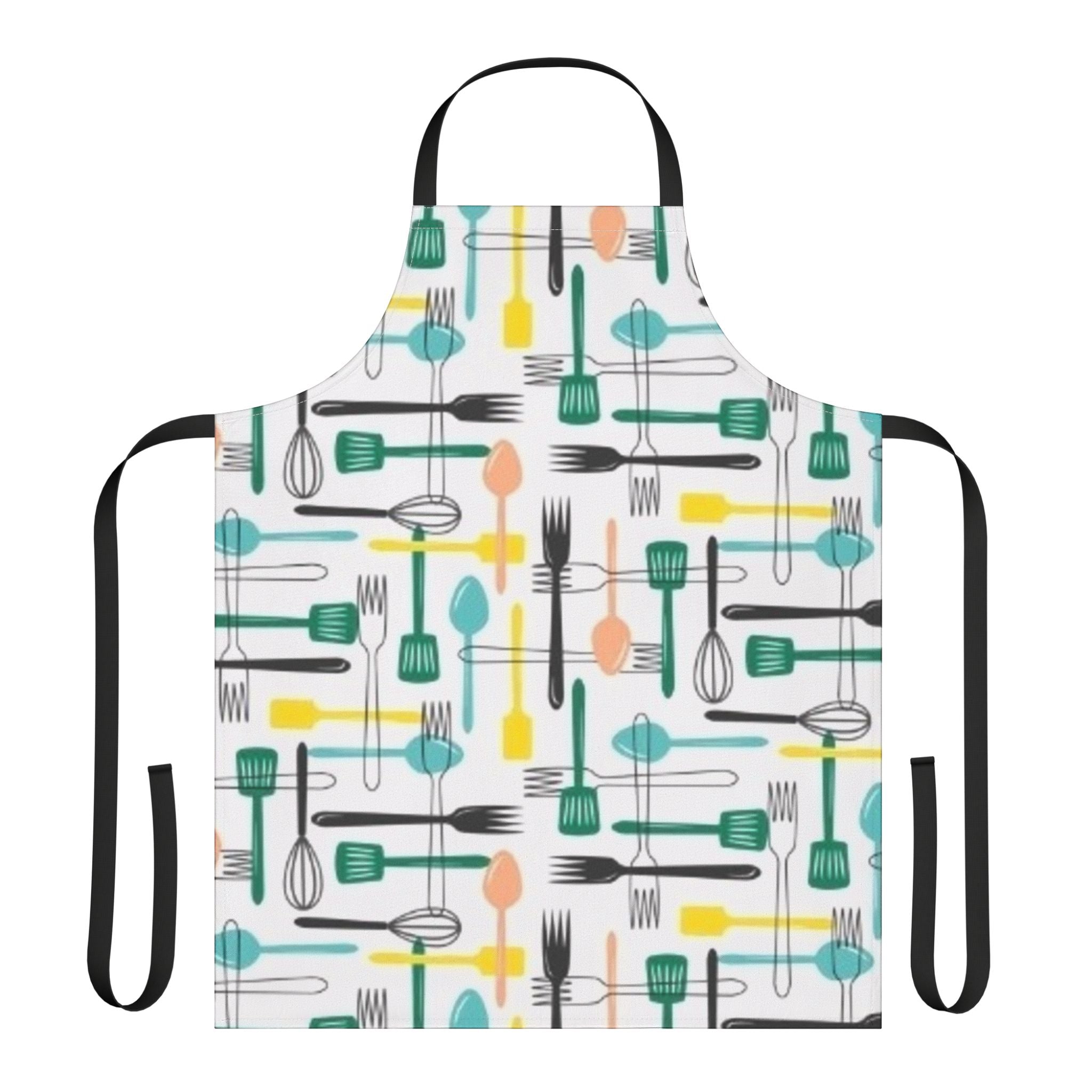 Kitchen Utensil Pattern Apron — Colorful Retro Cooking Apron