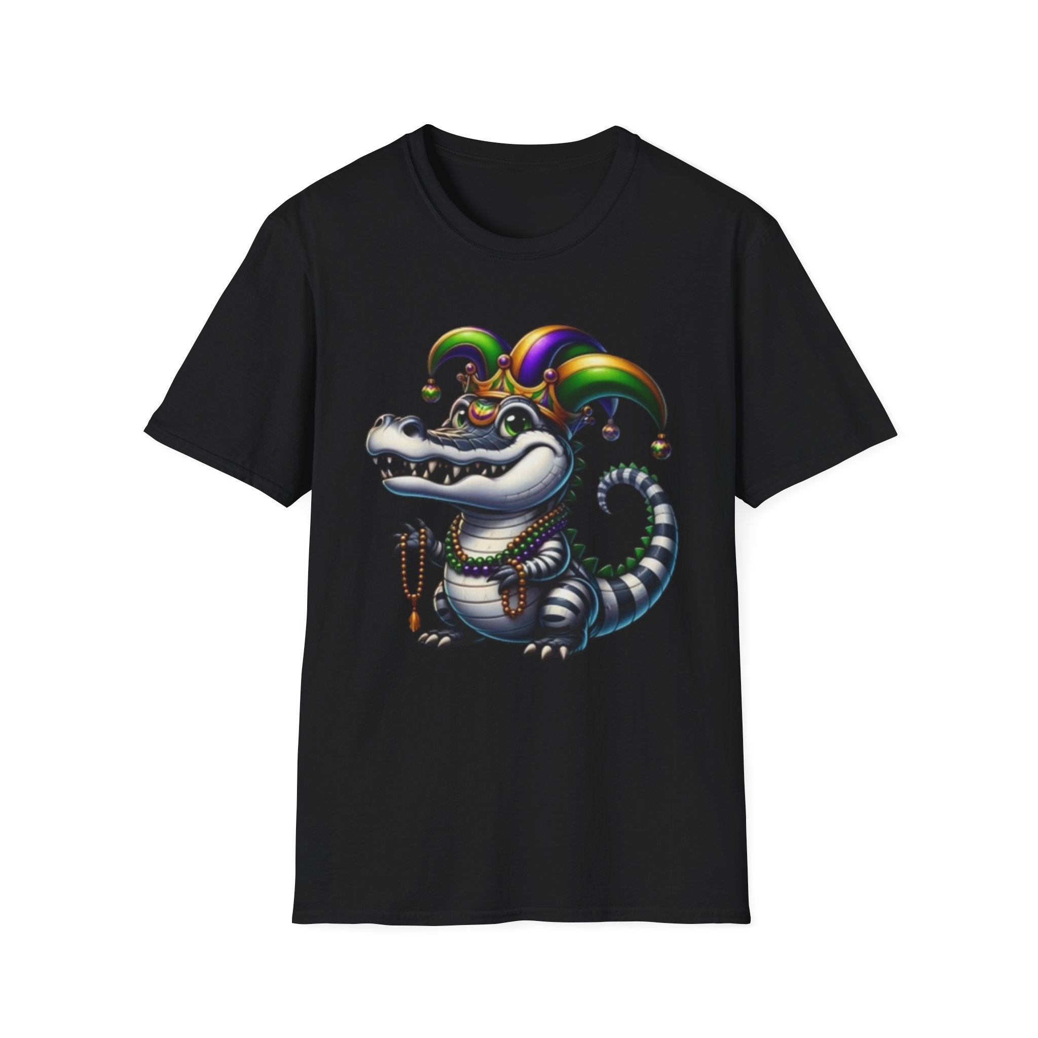 Mardi Gras Jester Alligator T-Shirt — Carnival Croc Graphic Tee