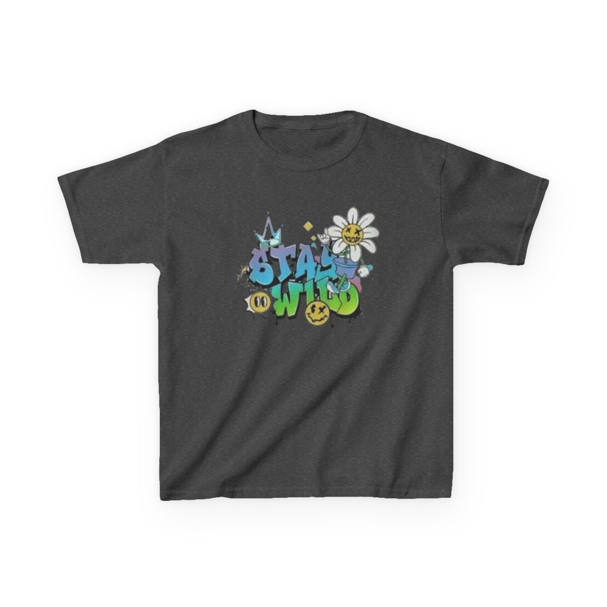 Kids Tee — "Stay Wild" Graffiti Daisy Graphic