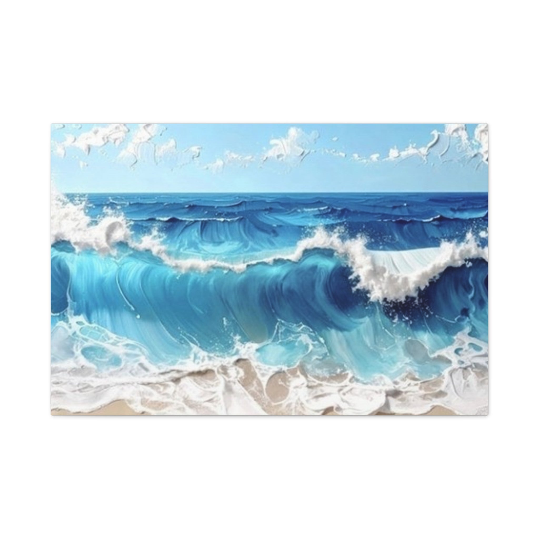 Ocean Waves Matte Canvas Wall Art — Blue Seascape Stretched Canvas