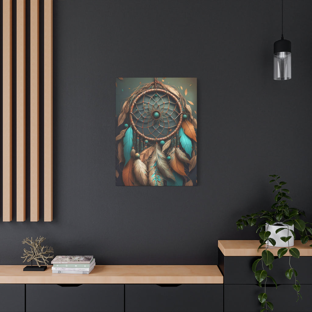 Dreamcatcher Wall Canvas – Boho Feather Art Print