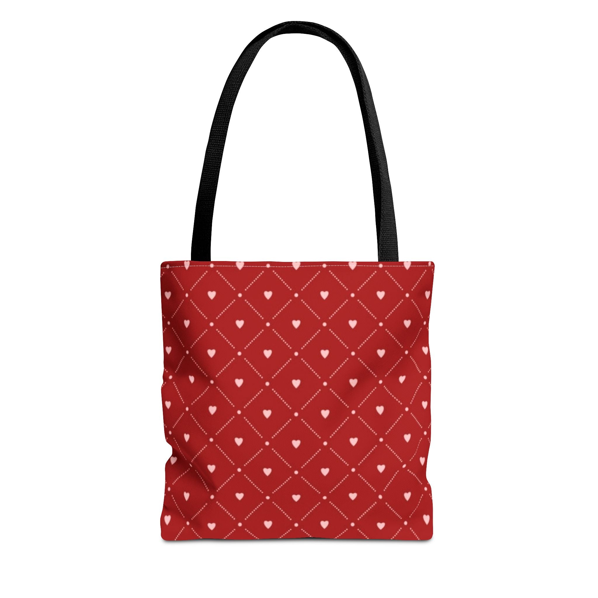 Valentine Red Diamond Heart Tote Bag — All-Over Print Canvas Shopper