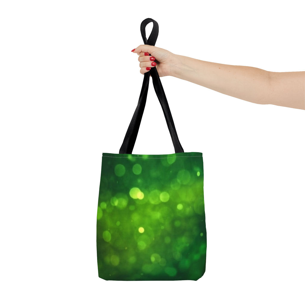 Green Bokeh Tote Bag — Sparkling Nature-Inspired All-Over Print Tote