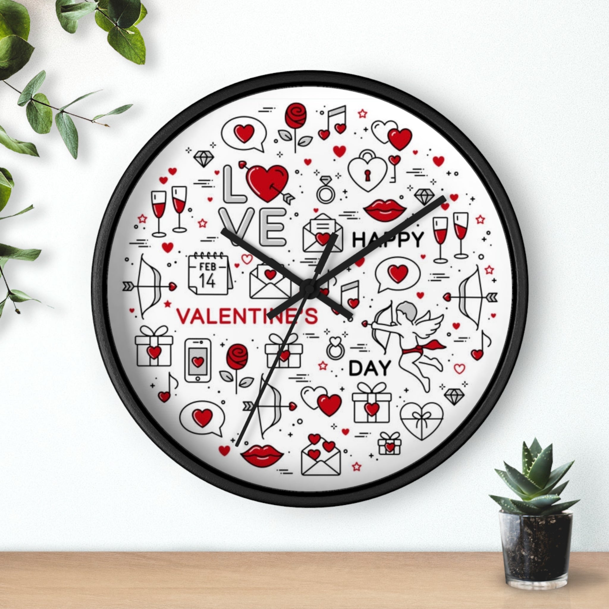 Valentine's Day Wall Clock — Love Icons Decorative Clock