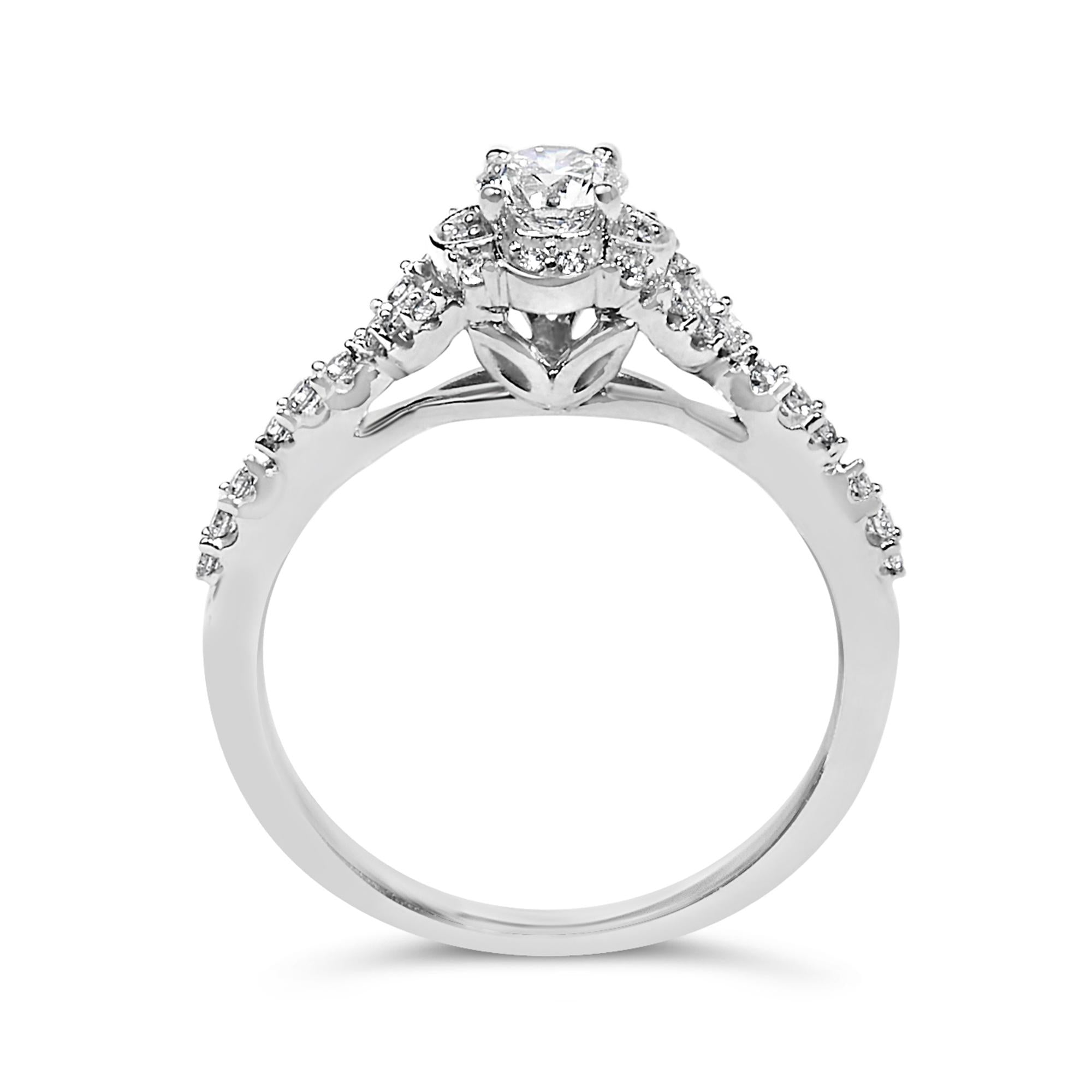 14K White Gold 1/2 Cttw Lab Grown Diamond Vintage Style Engagement Ring (F-G Color, VS1-VS2 Clarity)-4