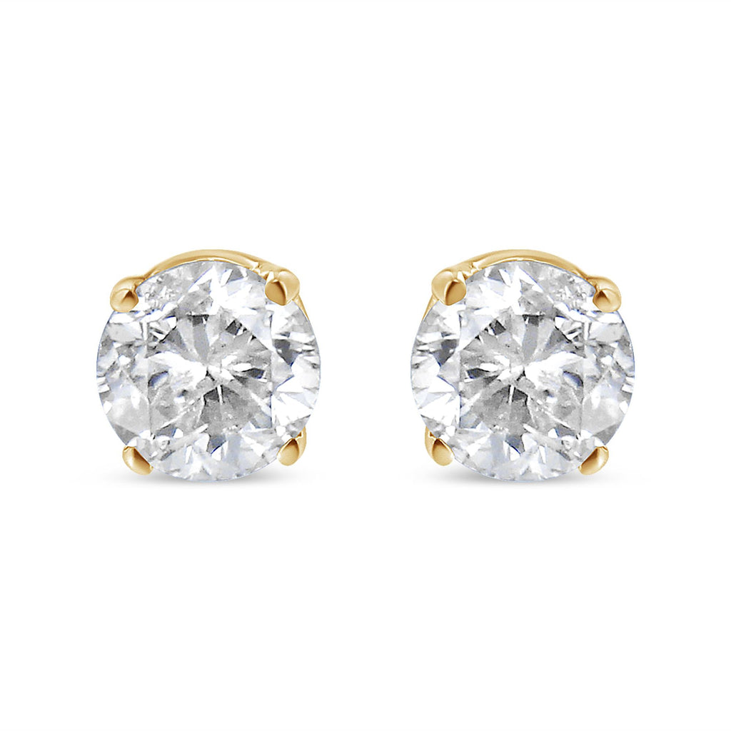 AGS Certified 14K Yellow Gold 1/2 Cttw 4 Prong Set Brilliant Round-Cut Solitaire Diamond Push Back Stud Earrings (O-P, Color, SI2-I1 Clarity)-4