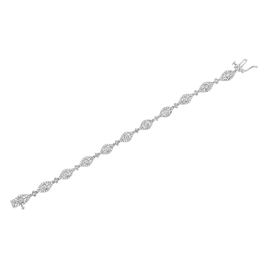 .925 Sterling Silver 2 1/2 Cttw Diamond Pear Shaped and Bezel Link Bracelet (I-J Color, I2-I3 Clarity) - 7.5 "-4