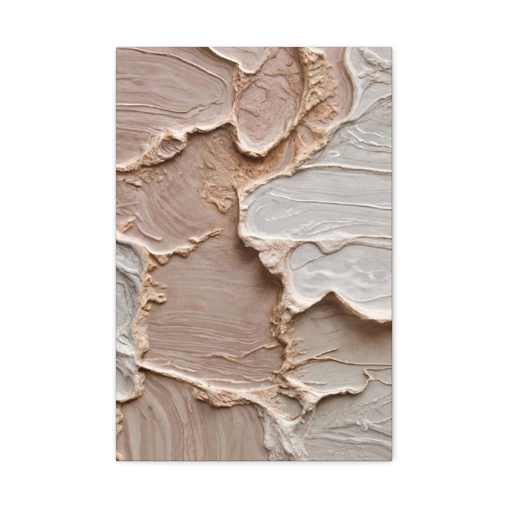 Neutral Textured Abstract Canvas Print — Beige & Cream Wall Art, Matte Stretched 1.25"