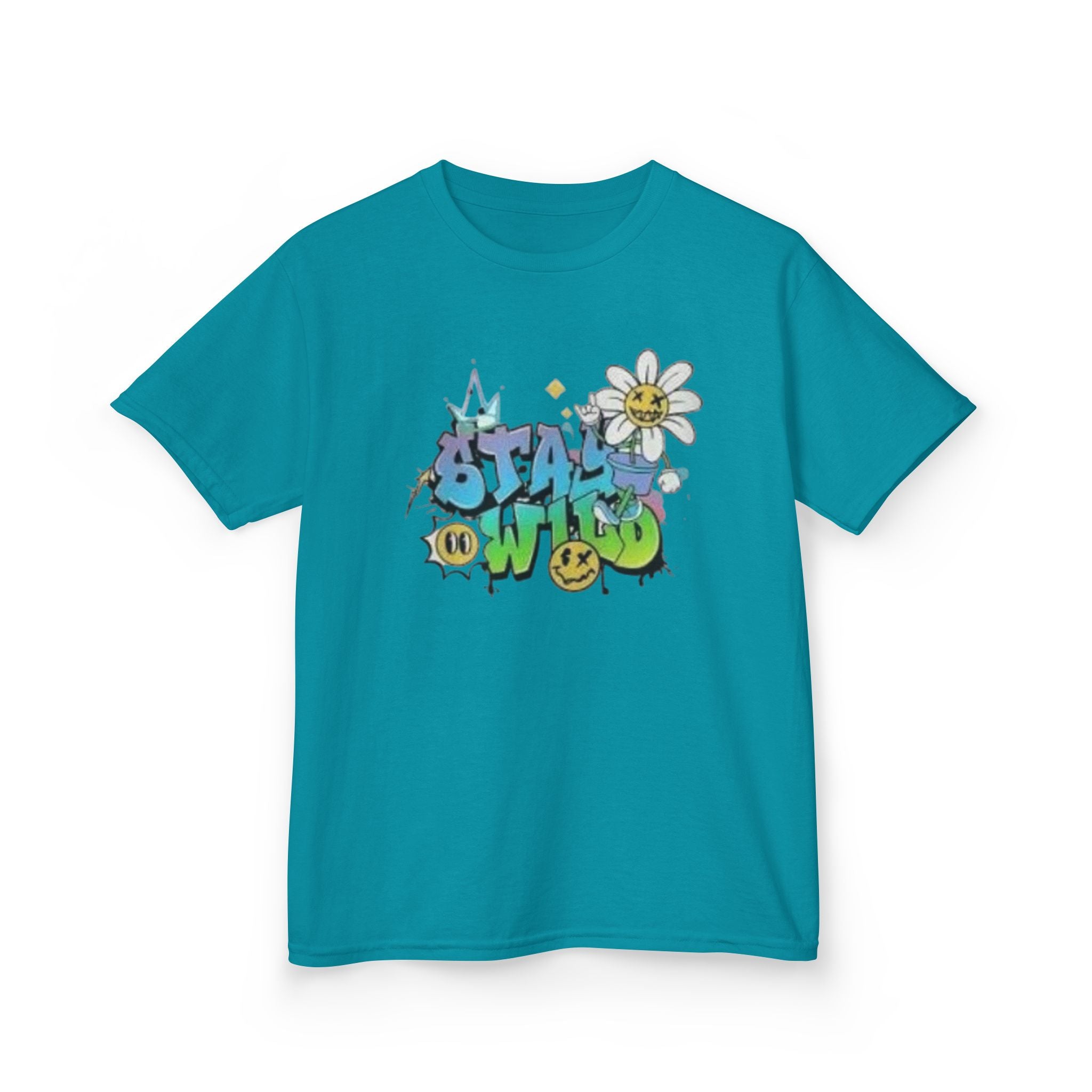 Kids Tee — "Stay Wild" Graffiti Daisy Graphic