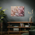 Feathered Pampas Wall Art Canvas — Blush Pink Botanical Decor, Matte Stretched 1.25"