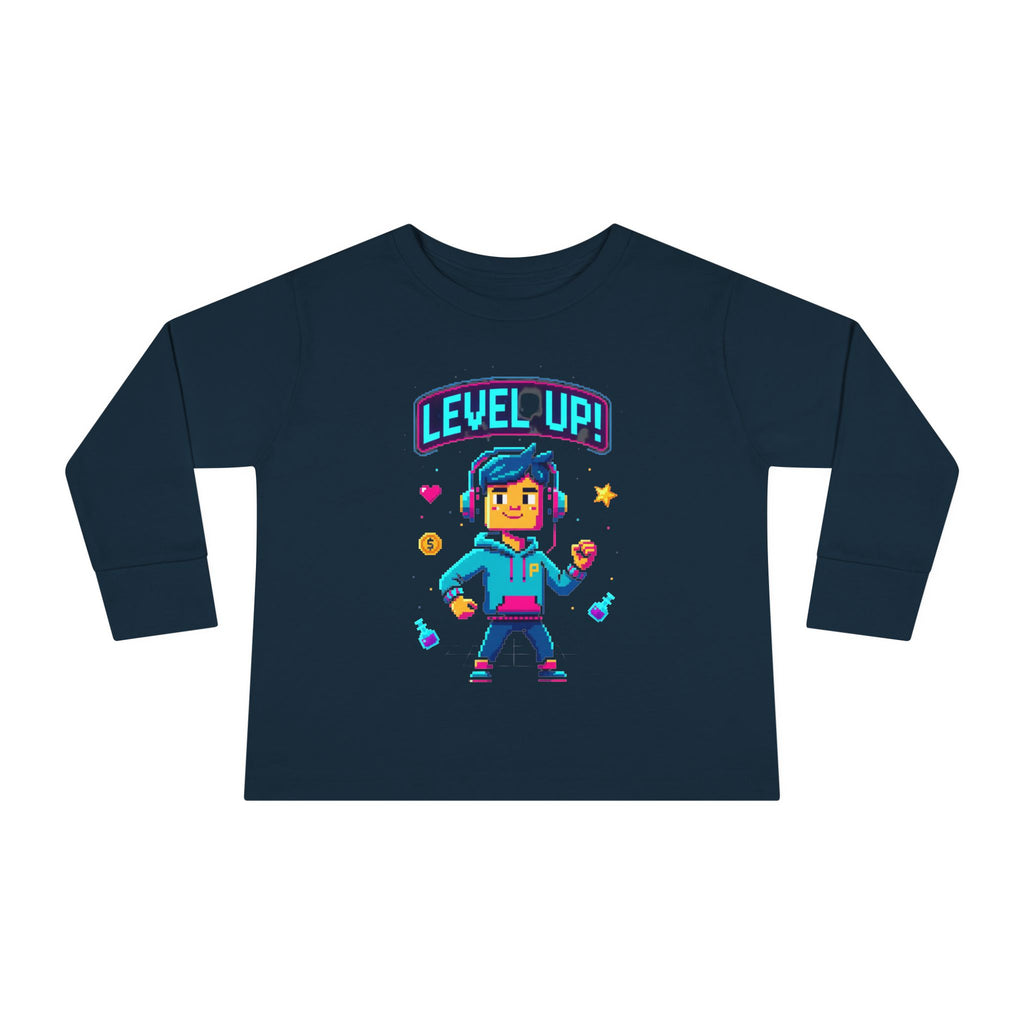 Level Up! Toddler Long Sleeve Tee — Cute Gamer Birthday Shirt