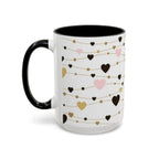 Heart Garland Accent Coffee Mug — Pink & Gold Valentine Ceramic