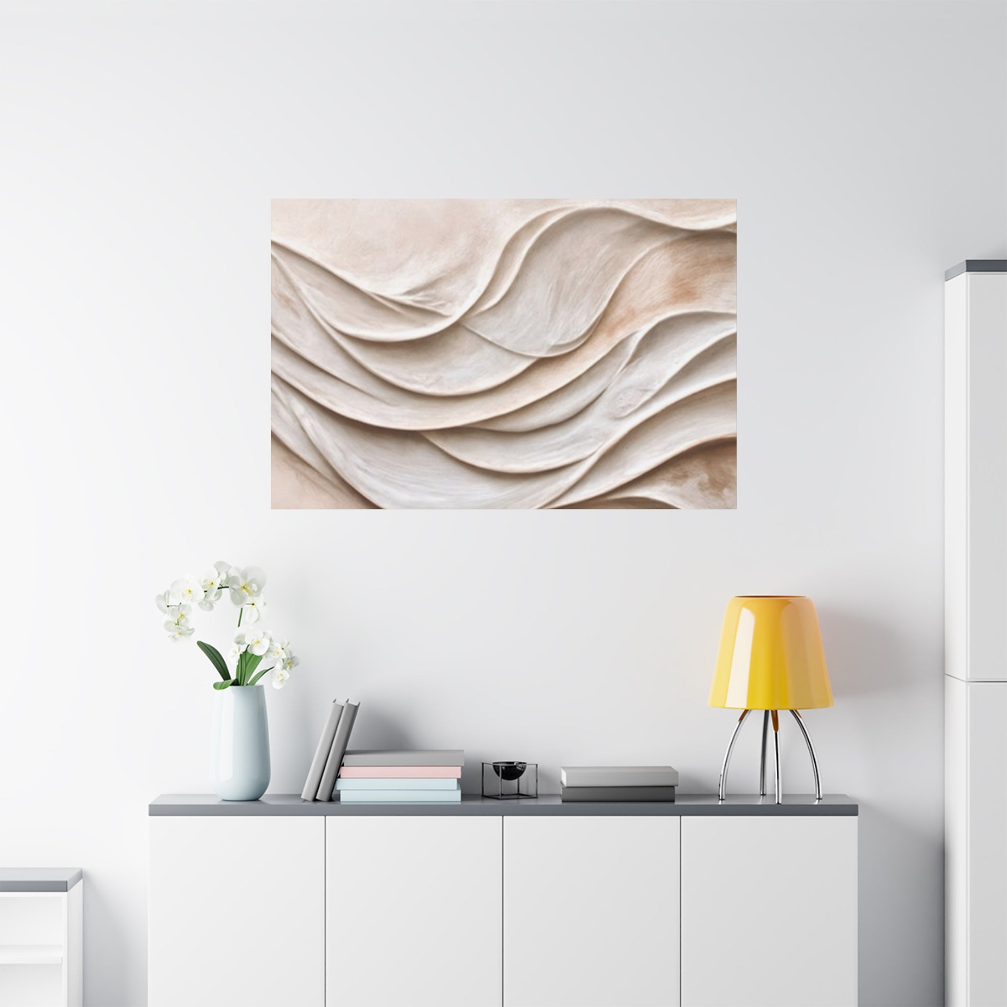 Neutral Abstract Wave Texture Matte Canvas Wall Art