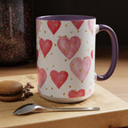 Pink Watercolor Hearts Accent Coffee Mug — Romantic Valentine’s Day Gift