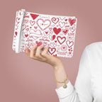 Valentine Heart Doodle Clutch Bag – Red Love Pattern Wristlet
