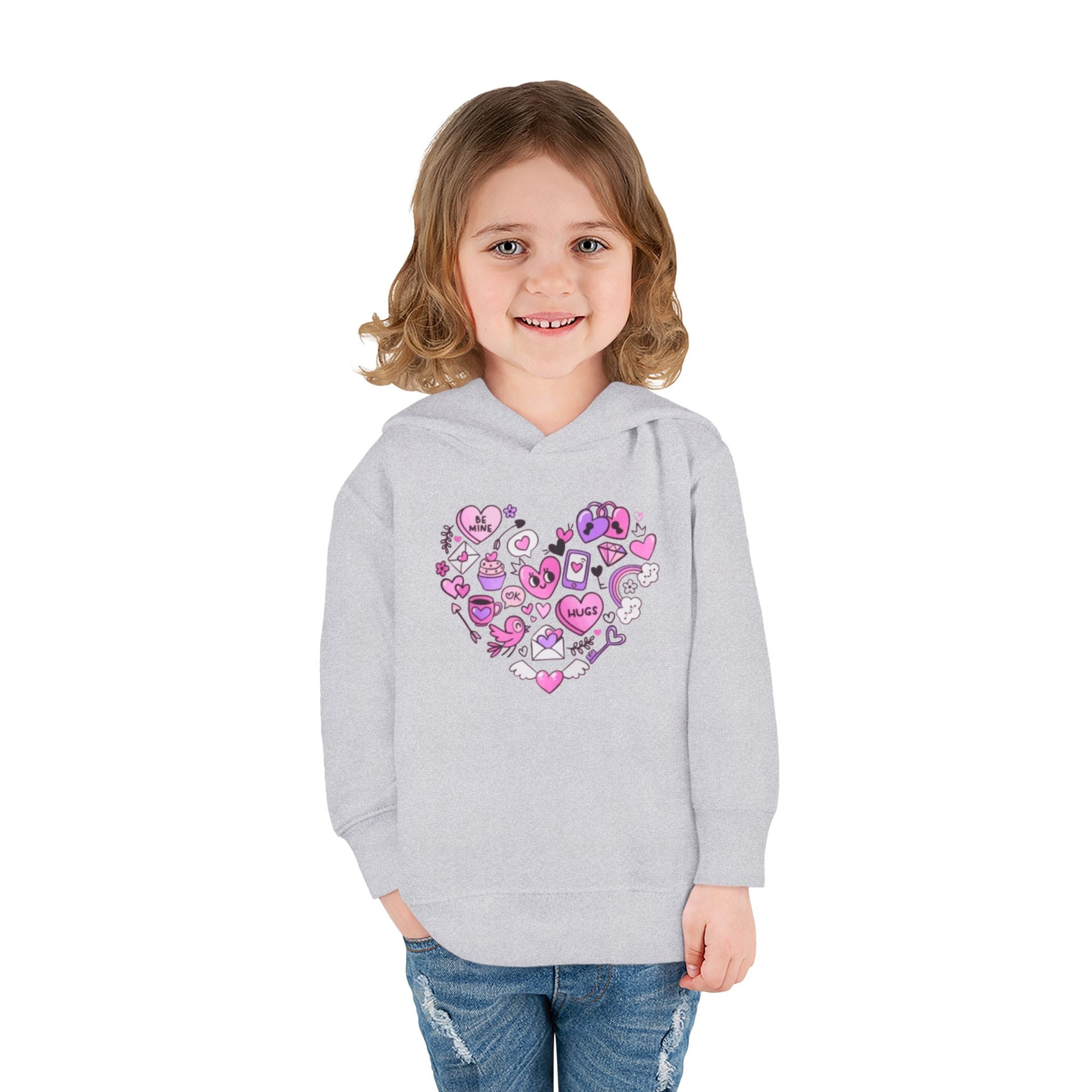 Toddler Heart Doodle Hoodie – Pink Love Icons Pullover