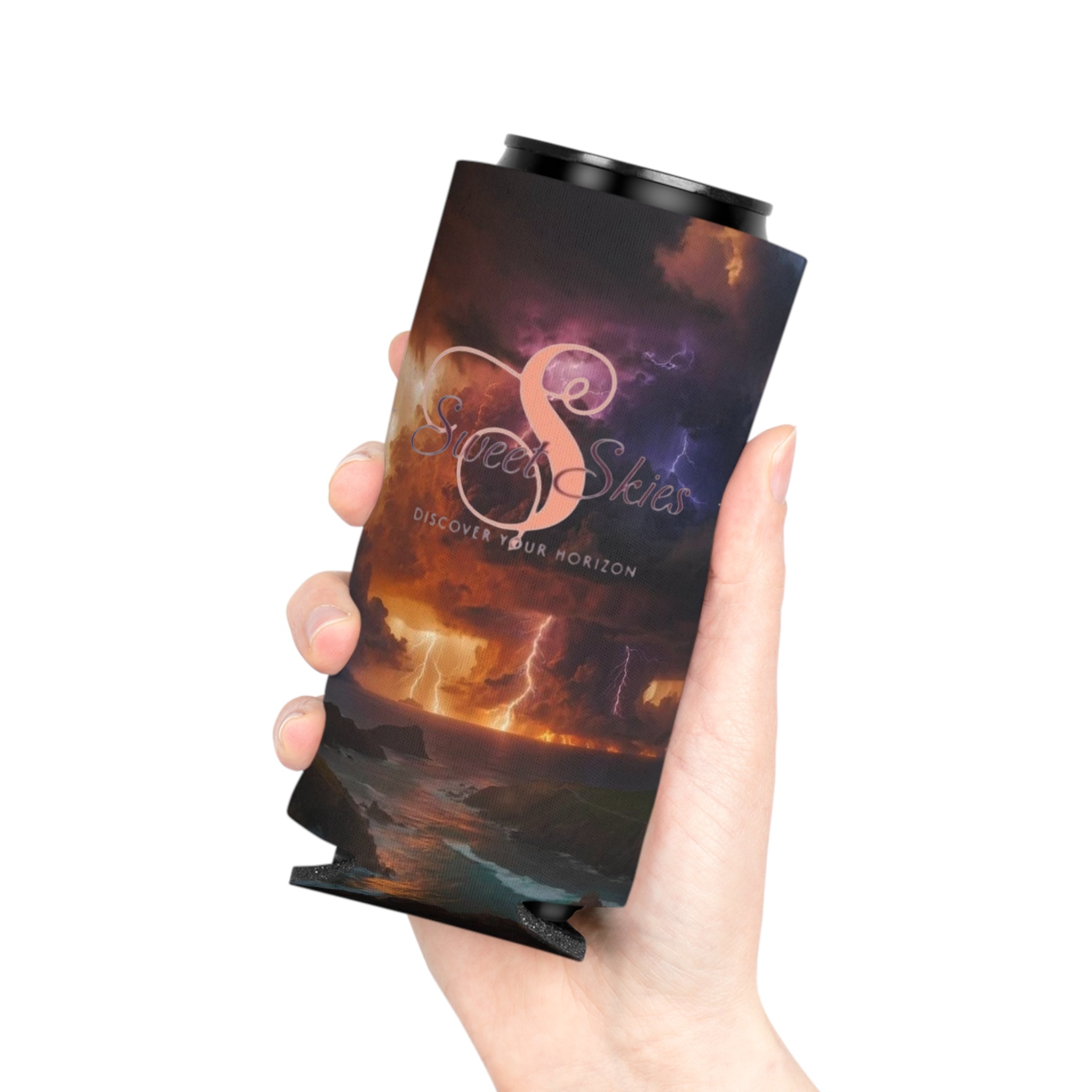 Sweet Skies Stormscape Can Cooler – Scenic Lightning Beach Beverage Insulator