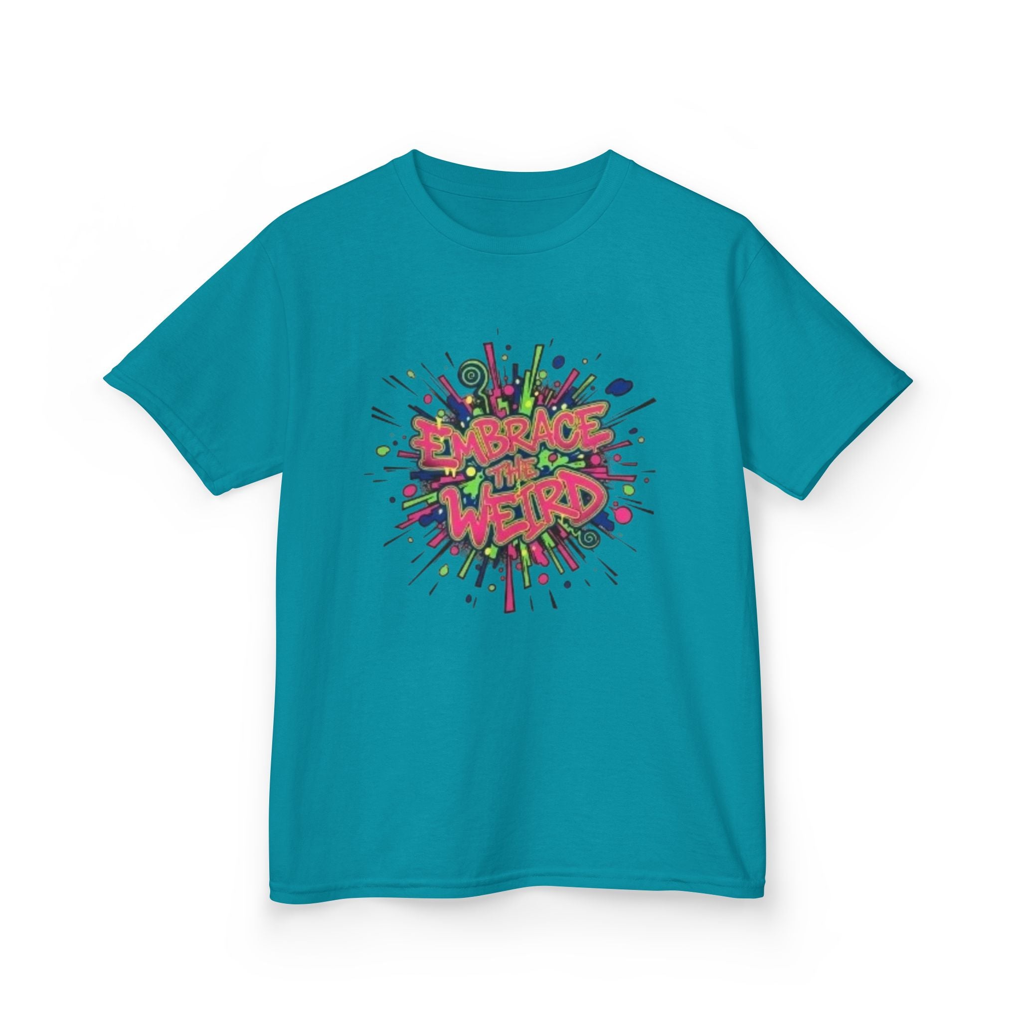 Kids T-Shirt — "Embrace Your Weird" Colorful Splash Graphic
