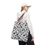 Heart Pattern Tote Bag — Black & White Hand-Drawn Hearts All-Over Print
